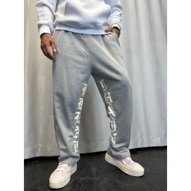 Nakış Detaylı Eşofman Altı Gri