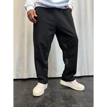 Nakış Detaylı Eşofman Altı Siyah