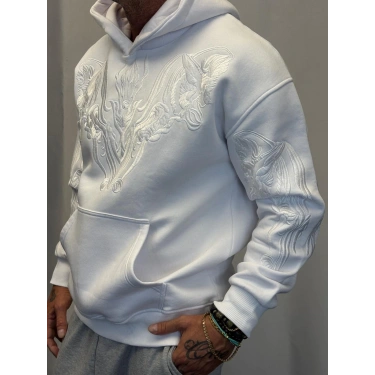 Nakışlı Hoodie Beyaz