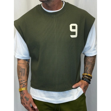 Number 9 Çift Katlı Crop + T-Shirt Yeşil