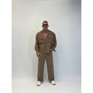 Orgnc Tencel Oversize Takım Camel