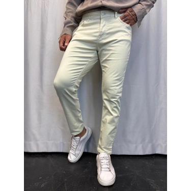 Pamuk Saten Likralı Pantolon Açık Mint