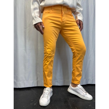 Pamuk Saten Likralı Pantolon Turuncu