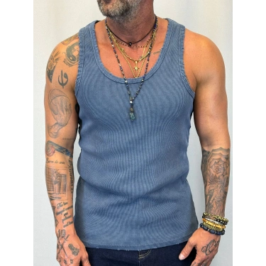 Pamuk Yıkamalı Lazer Kesim Atlet Lacivert