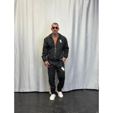 Powder Deri Nakış Detaylı Takım Siyah