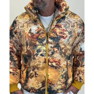 Puffer Mont Sarı Desenli