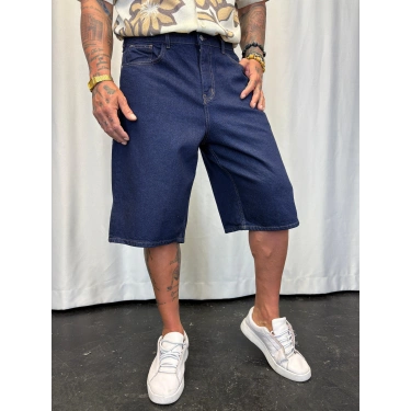 Süper Baggy Denim Şort Lacivert