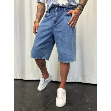 Süper Baggy Denim Şort Mavi