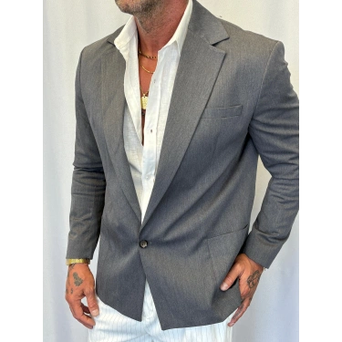 Tek Düğme Takım Elbise Gri