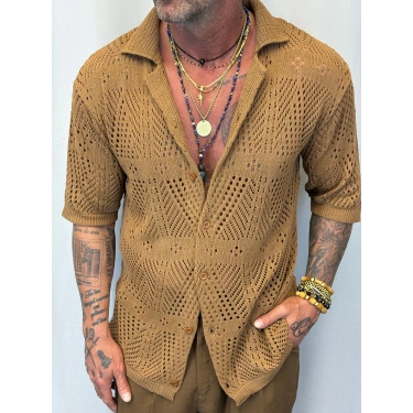 Triko Akrilik Gömlek Kahve