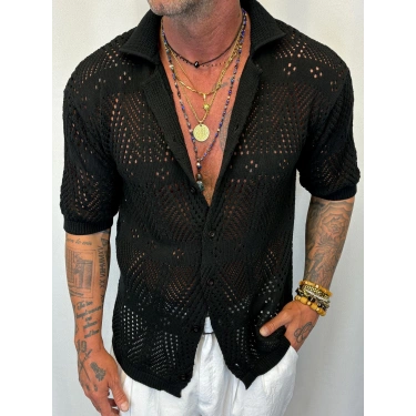 Triko Akrilik Gömlek Siyah