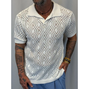 Triko Akrilik T-Shirt Beyaz