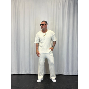 Triko Örme Takım Beyaz