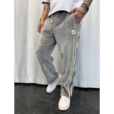 Velvet Kadife Eşofman Altı Gri