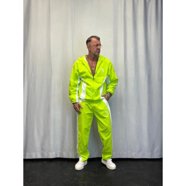 Vintage Crinkle Kapşonlu Takım Fıstık Yeşili