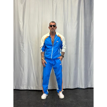 Vintage Şerit Detaylı Takım Mavi