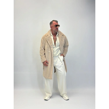 WELBOA Kürk Kemerli Kaban Bej