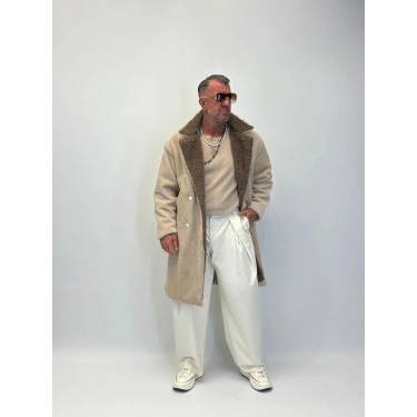 WELBOA Yakası Capo Kürklü Kaban Kahve