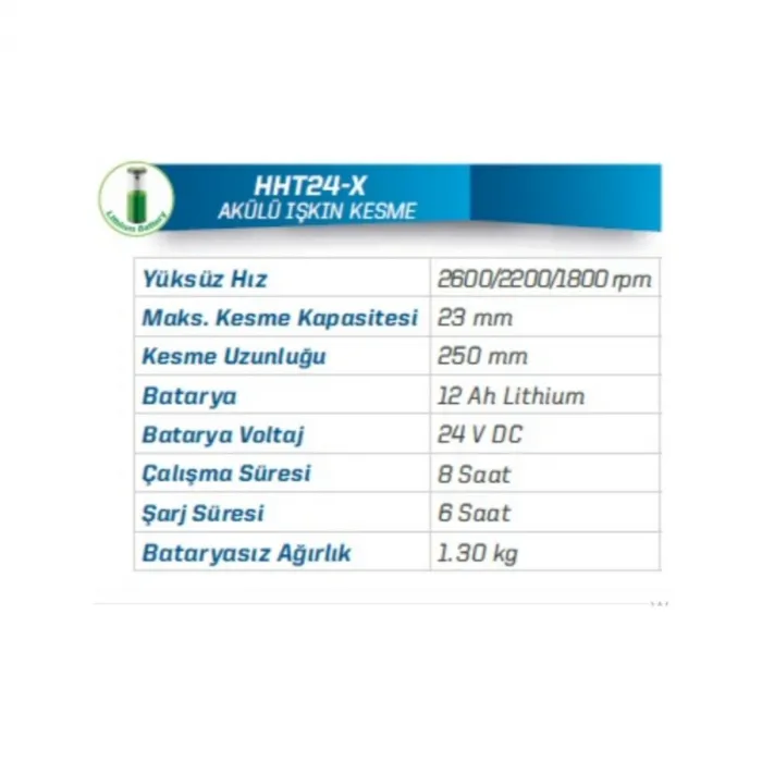 Hyundai Akülü Işkın Kesme Makinası 25CM 24V 12AH