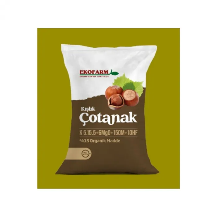 Ekofarm Kışlık Çotanak 5-15-5 Verim Gübresi % 15 Organik Madde %15 Humik Asit Organik Gübre 25 Kg