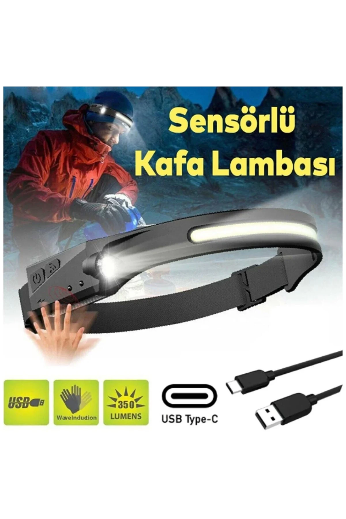 Klaus Sensörlü Kafa Lambası 5+3W 350 Lumen 1200MAH