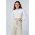 MUSE BEYAZ UZUN KOLLU PAMUKLU CROP BLUZ
