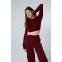 MUSE BORDO UZUN KOLLU PAMUKLU CROP BLUZ