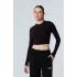 MUSE SİYAH UZUN KOLLU PAMUKLU CROP BLUZ