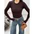 VERİTE KAHVERENGİ PAMUKLU UZUN KOLLU BLUZ