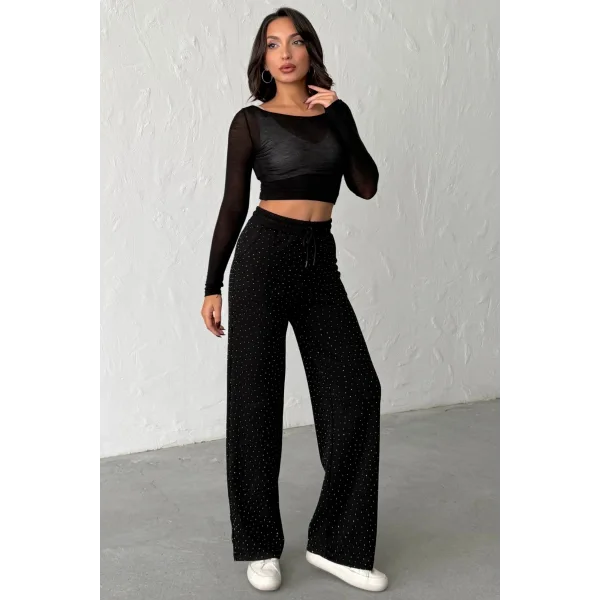 KADIN VİVA SİYAH TAŞLI MODAL EŞOFMAN