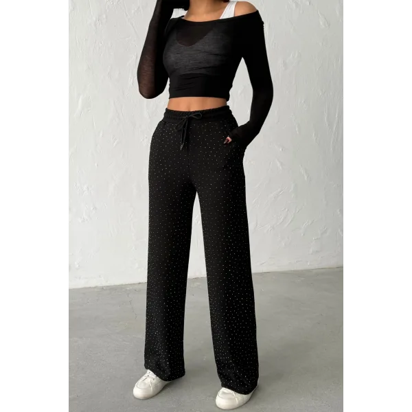 KADIN VİVA SİYAH TAŞLI MODAL EŞOFMAN