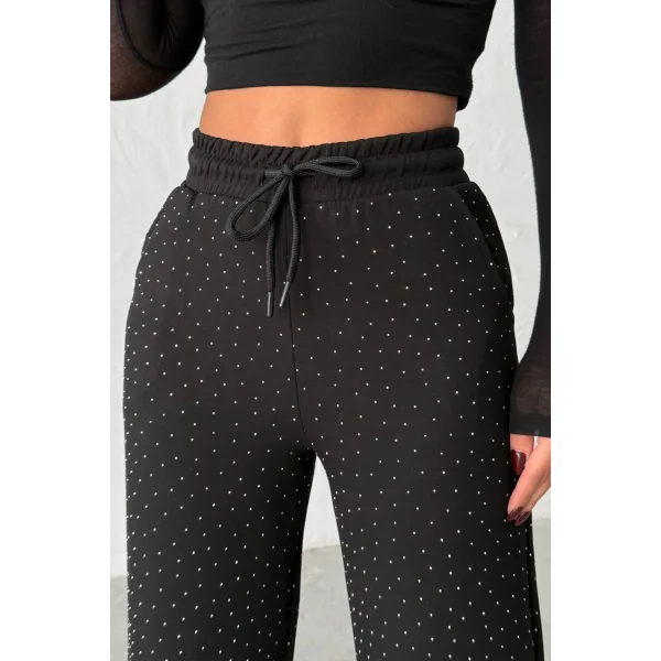 KADIN VİVA SİYAH TAŞLI MODAL EŞOFMAN