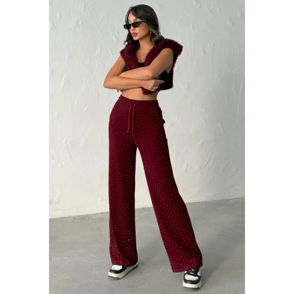 KADIN VİVA BORDO TAŞLI MODAL EŞOFMAN
