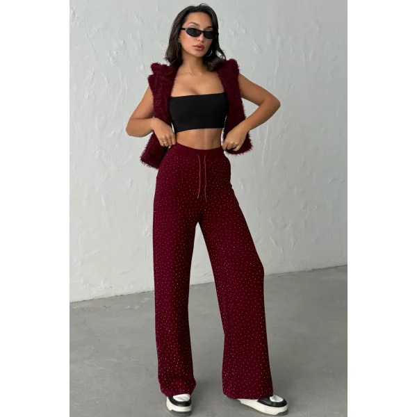 KADIN VİVA BORDO TAŞLI MODAL EŞOFMAN