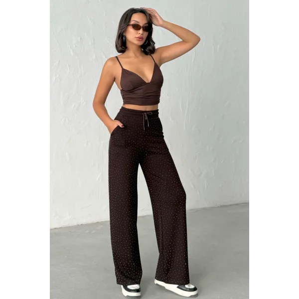 KADIN VİVA KAHVERENGİ TAŞLI MODAL EŞOFMAN