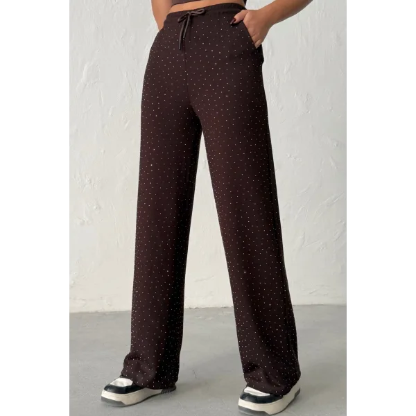 KADIN VİVA KAHVERENGİ TAŞLI MODAL EŞOFMAN