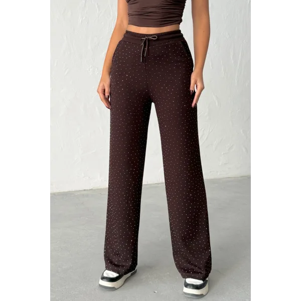 KADIN VİVA KAHVERENGİ TAŞLI MODAL EŞOFMAN