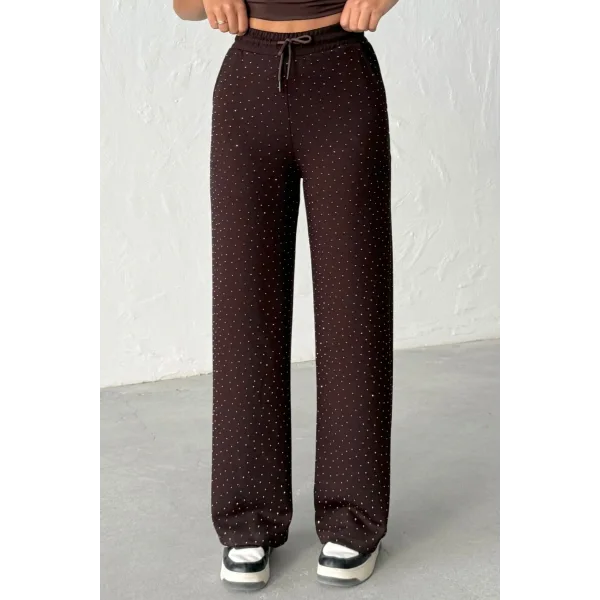 KADIN VİVA KAHVERENGİ TAŞLI MODAL EŞOFMAN