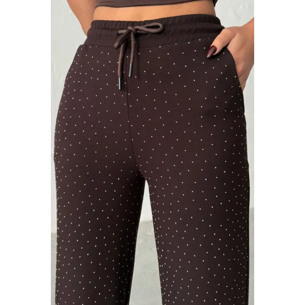 KADIN VİVA KAHVERENGİ TAŞLI MODAL EŞOFMAN