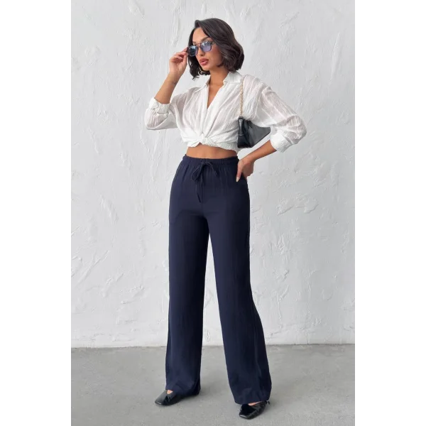 NOVA LACİVERT MÜSLİN PANTOLON