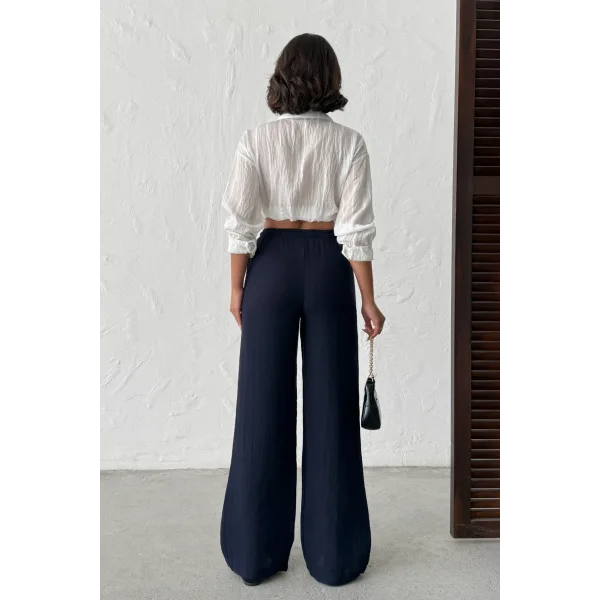 NOVA LACİVERT MÜSLİN PANTOLON