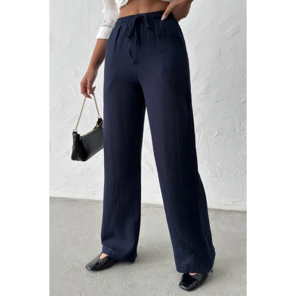 NOVA LACİVERT MÜSLİN PANTOLON