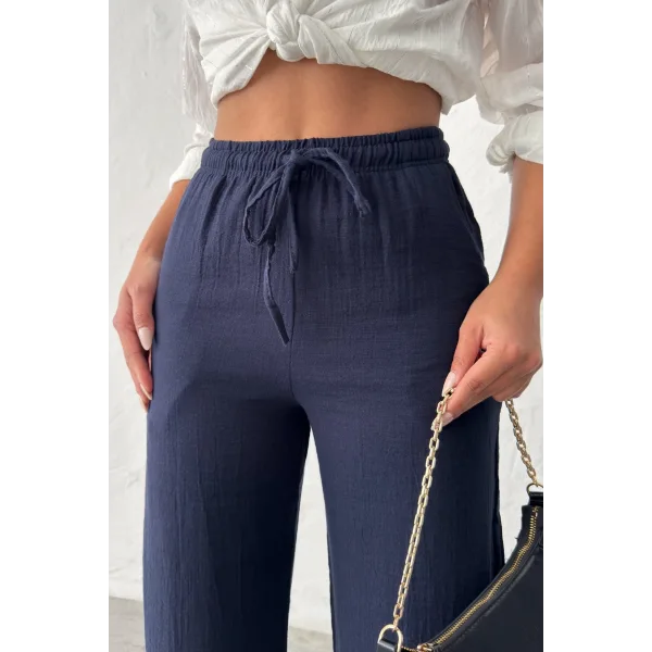 NOVA LACİVERT MÜSLİN PANTOLON