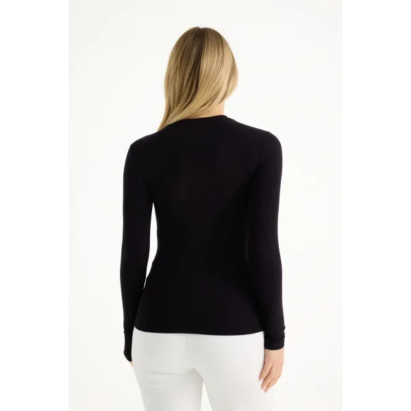 VERİTE SİYAH PAMUKLU UZUN KOLLU BLUZ