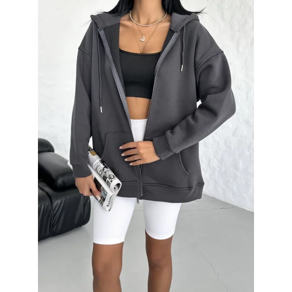 ALEGRA ANTRASİT 3 İPLİK KAPÜŞONLU POLARLI HIRKA