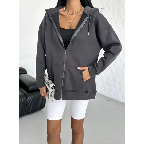 ALEGRA ANTRASİT 3 İPLİK KAPÜŞONLU POLARLI HIRKA