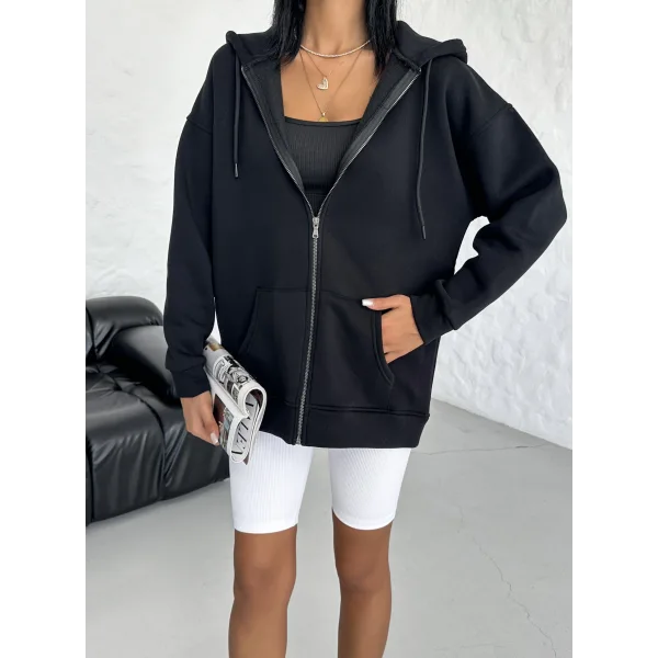 ALEGRA SİYAH 3 İPLİK KAPÜŞONLU POLARLI HIRKA