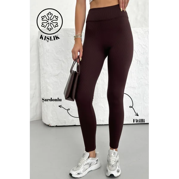 BERTA KAHVERENGİ FİTİLLİ POLARLI KIŞLIK TAYT