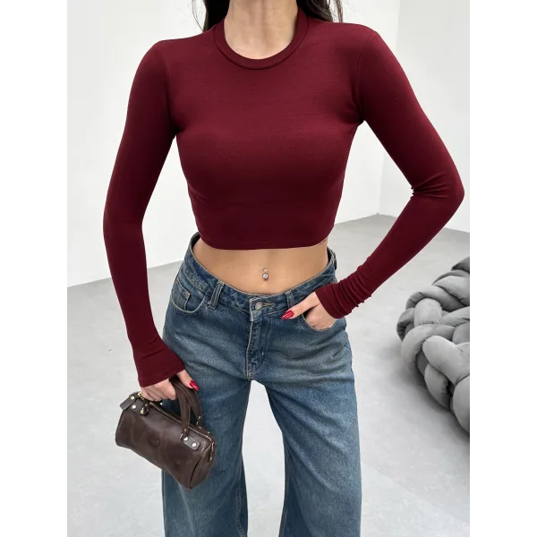 FESTA BORDO UZUN KOLLU CROP BLUZ