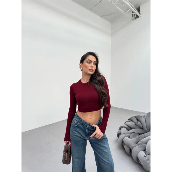 FESTA BORDO UZUN KOLLU CROP BLUZ